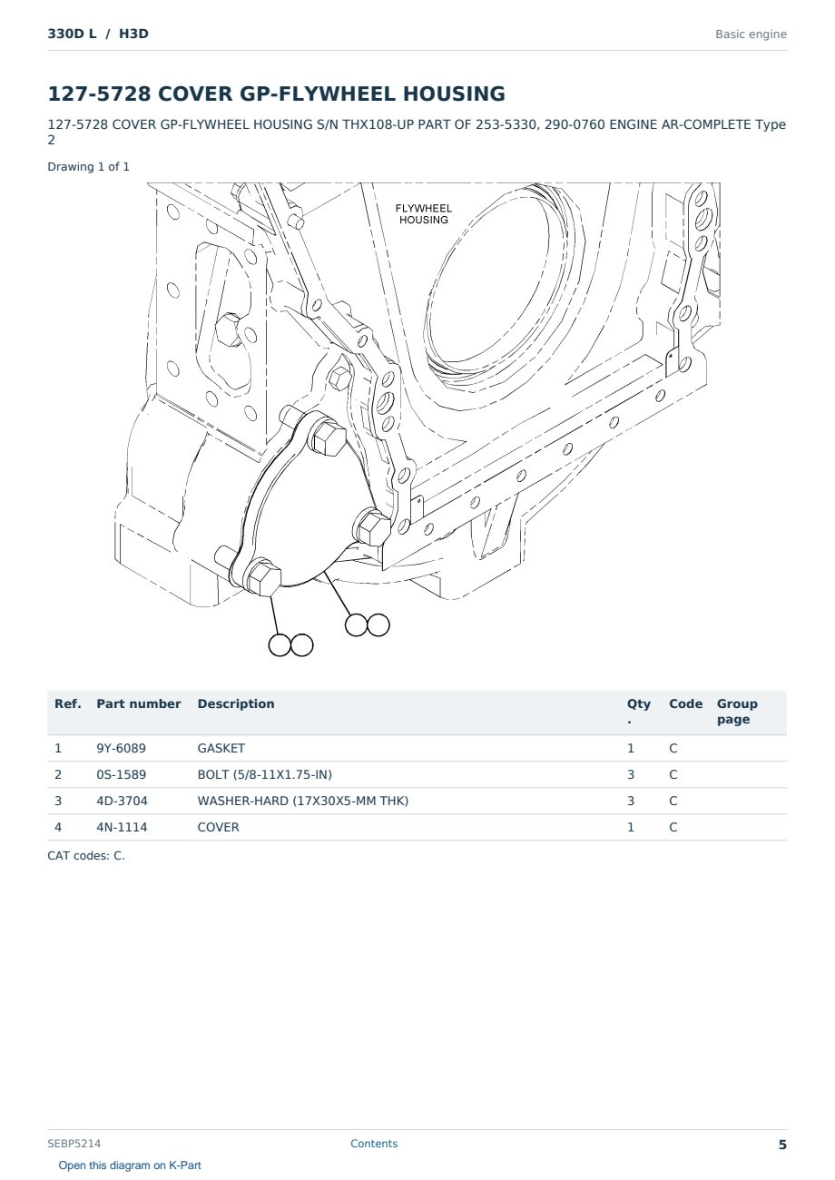 Caterpillar 330D L S/N H3D Partsbook SEBP5214 (English) - sample page 5 of 10 Caterpillar 330D L S/N H3D Partsbook SEBP5214 (English) - sample page 5 of 10