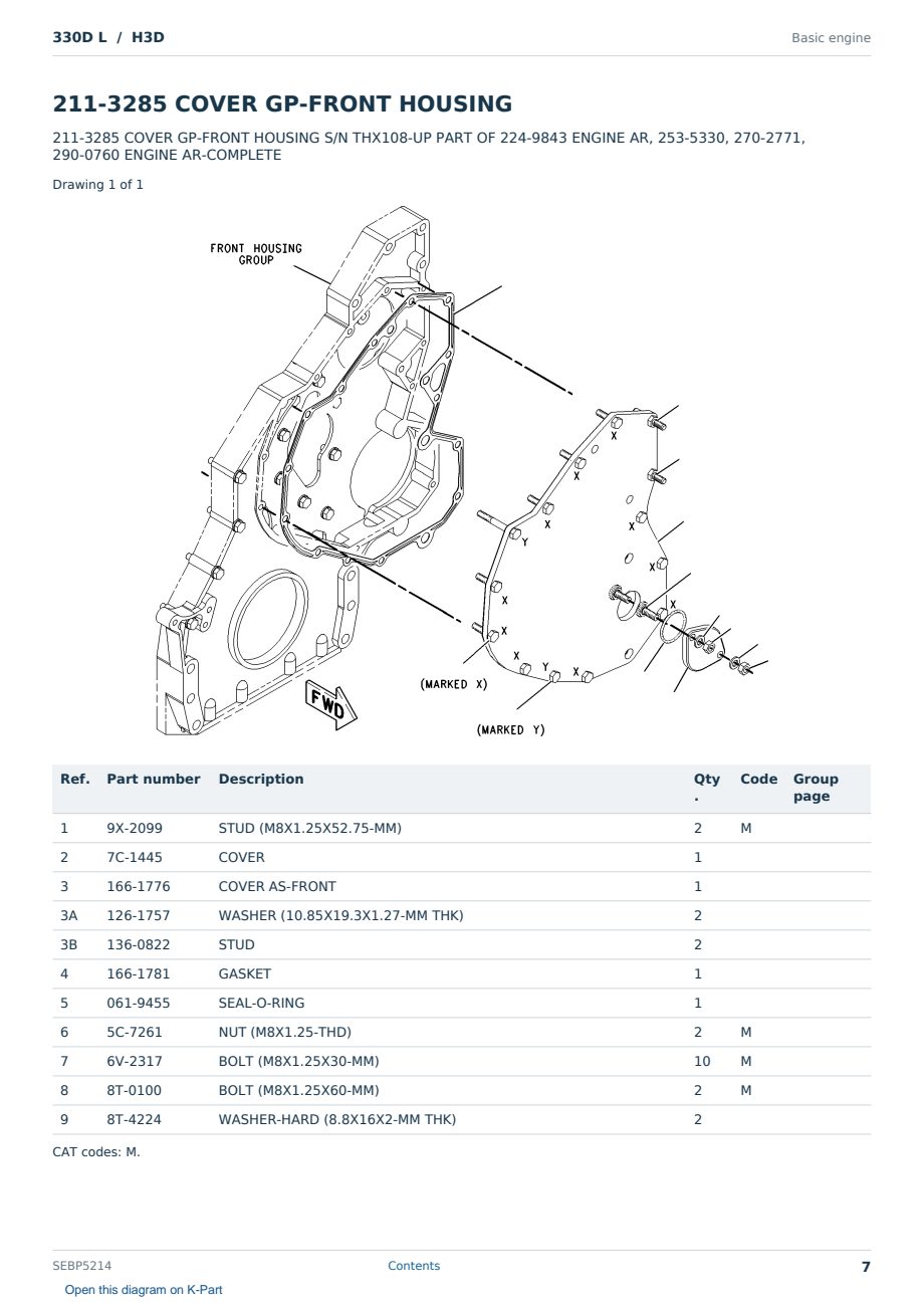 Caterpillar 330D L S/N H3D Partsbook SEBP5214 (English) - sample page 7 of 10 Caterpillar 330D L S/N H3D Partsbook SEBP5214 (English) - sample page 7 of 10