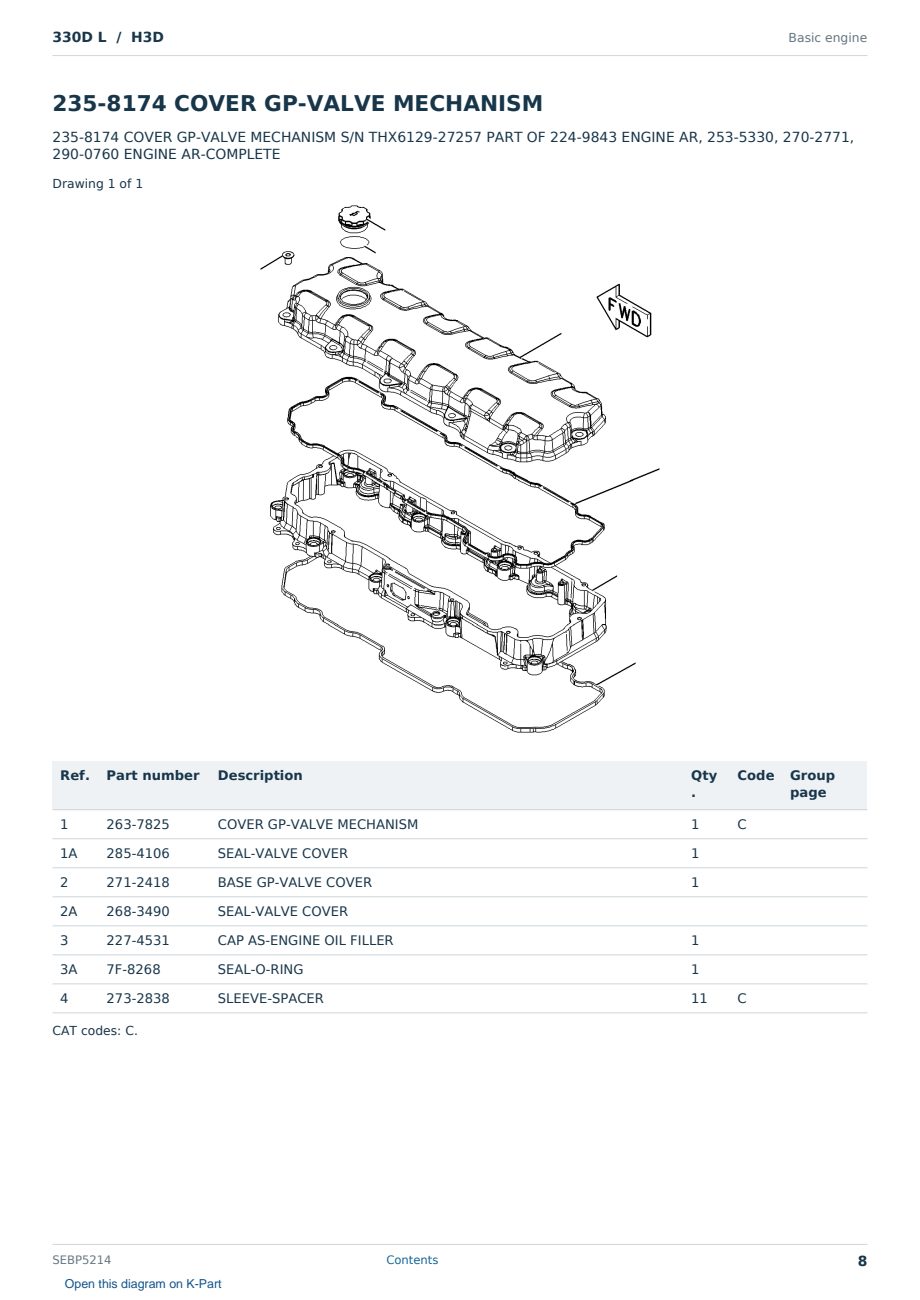 Caterpillar 330D L S/N H3D Partsbook SEBP5214 (English) - sample page 8 of 10 Caterpillar 330D L S/N H3D Partsbook SEBP5214 (English) - sample page 8 of 10