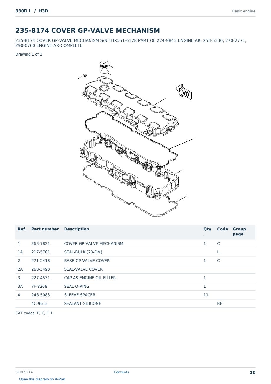 Caterpillar 330D L S/N H3D Partsbook SEBP5214 (English) - sample page 10 of 10 Caterpillar 330D L S/N H3D Partsbook SEBP5214 (English) - sample page 10 of 10