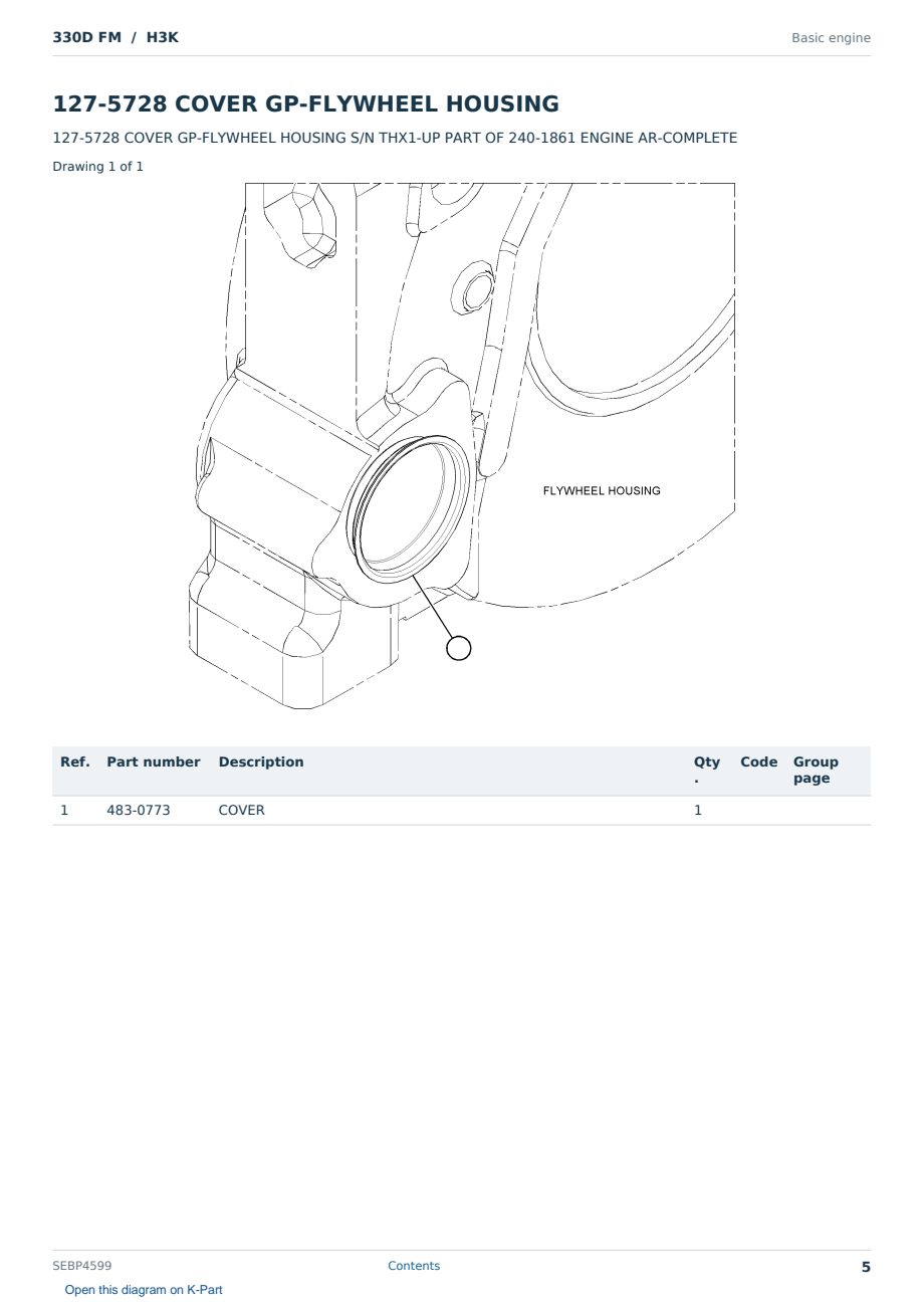 Caterpillar 330D FM S/N H3K Partsbook SEBP4599 (English) - sample page 5 of 10 Caterpillar 330D FM S/N H3K Partsbook SEBP4599 (English) - sample page 5 of 10