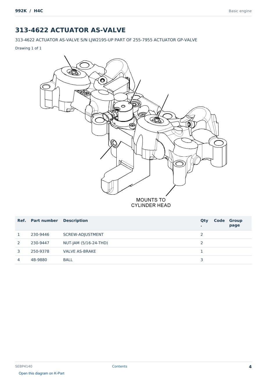 Caterpillar 992K S/N H4C Partsbook SEBP4140 (English) - sample page 4 of 10 Caterpillar 992K S/N H4C Partsbook SEBP4140 (English) - sample page 4 of 10
