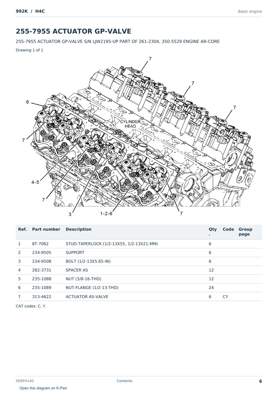 Caterpillar 992K S/N H4C Partsbook SEBP4140 (English) - sample page 6 of 10 Caterpillar 992K S/N H4C Partsbook SEBP4140 (English) - sample page 6 of 10