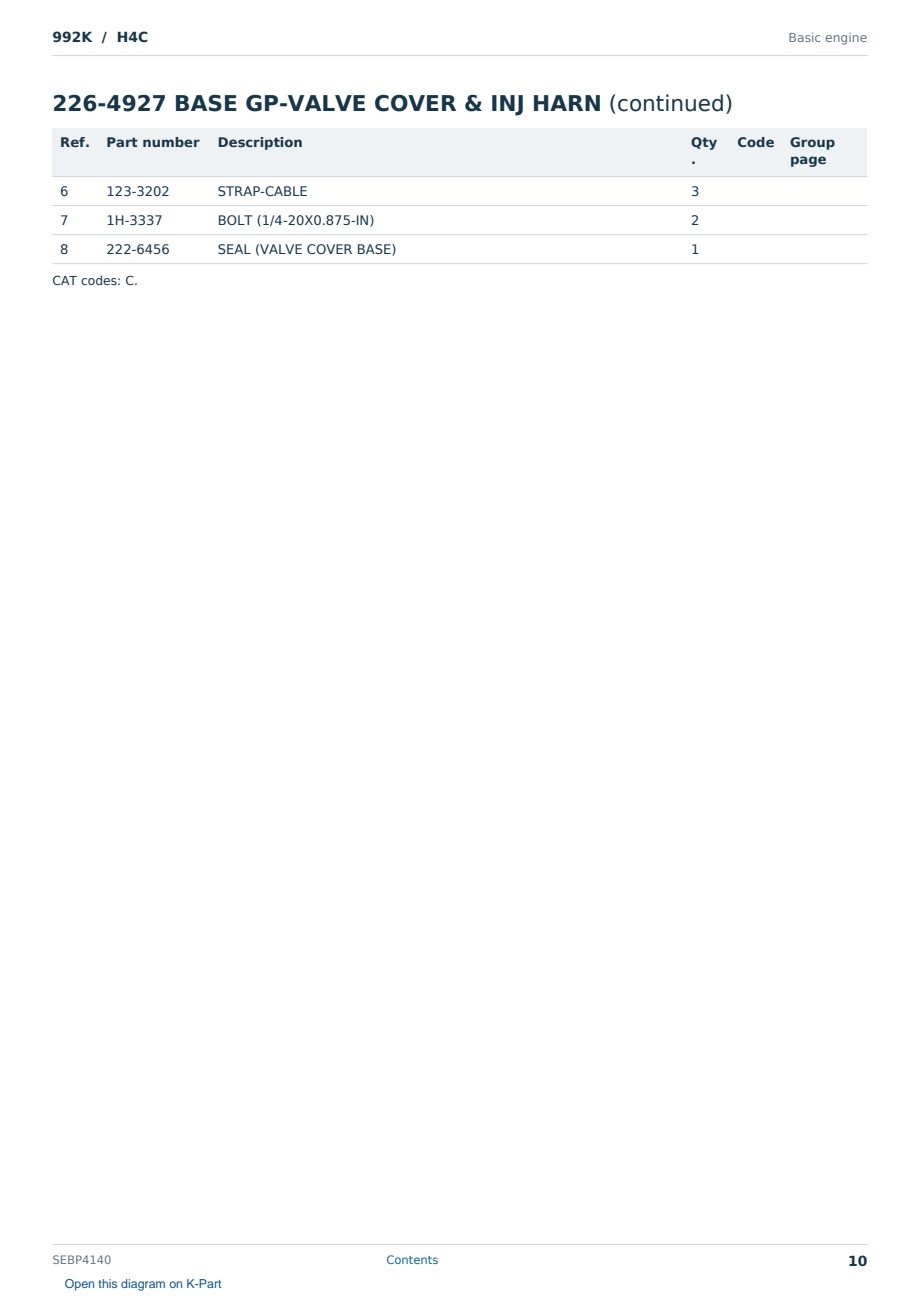 Caterpillar 992K S/N H4C Partsbook SEBP4140 (English) - sample page 10 of 10 Caterpillar 992K S/N H4C Partsbook SEBP4140 (English) - sample page 10 of 10