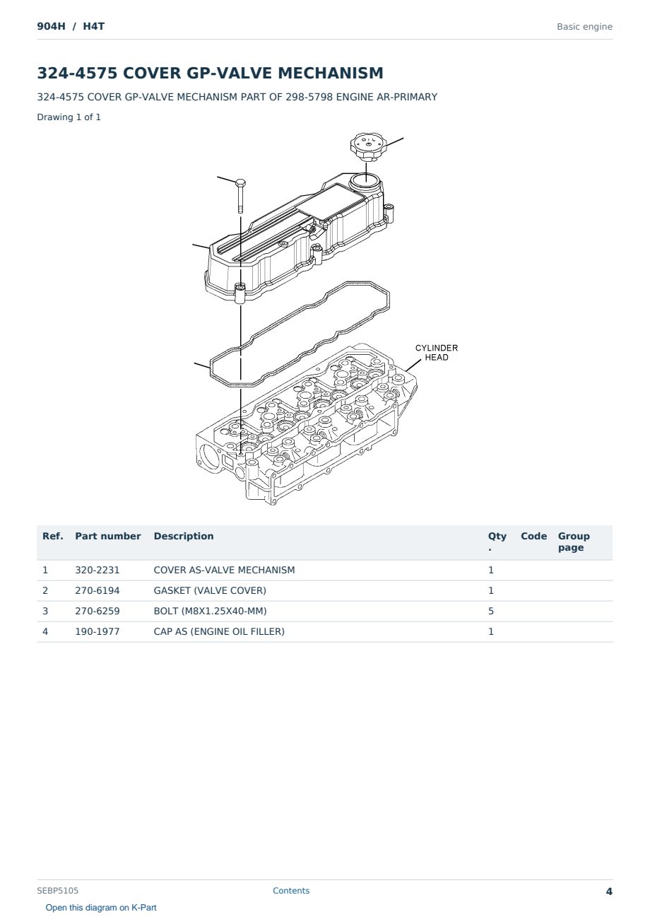 Caterpillar 904H S/N H4T Partsbook SEBP5105 (English) - sample page 4 of 10 Caterpillar 904H S/N H4T Partsbook SEBP5105 (English) - sample page 4 of 10
