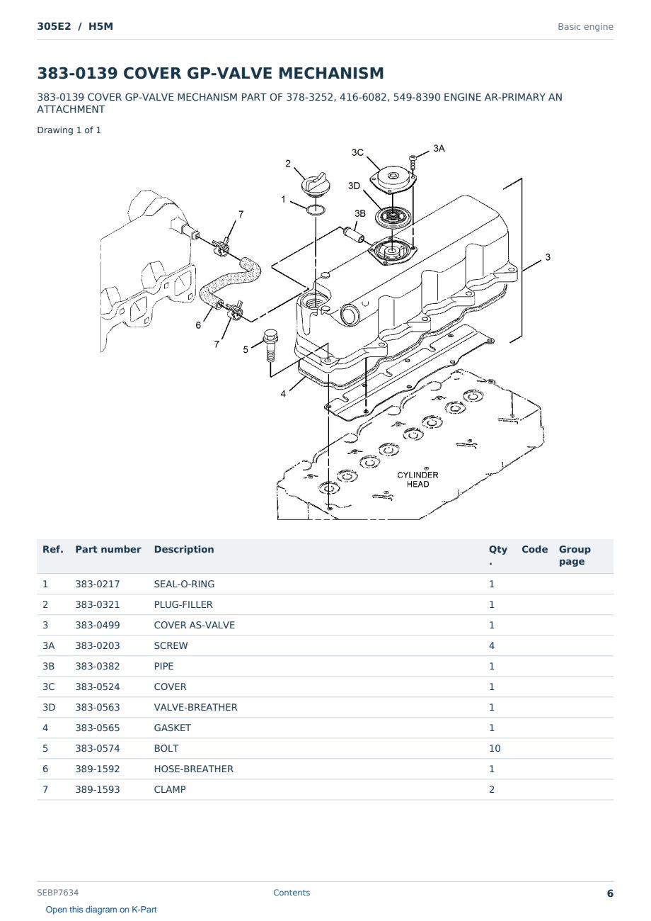 Caterpillar 305E2 S/N H5M Partsbook SEBP7634 (English) - sample page 6 of 10 Caterpillar 305E2 S/N H5M Partsbook SEBP7634 (English) - sample page 6 of 10