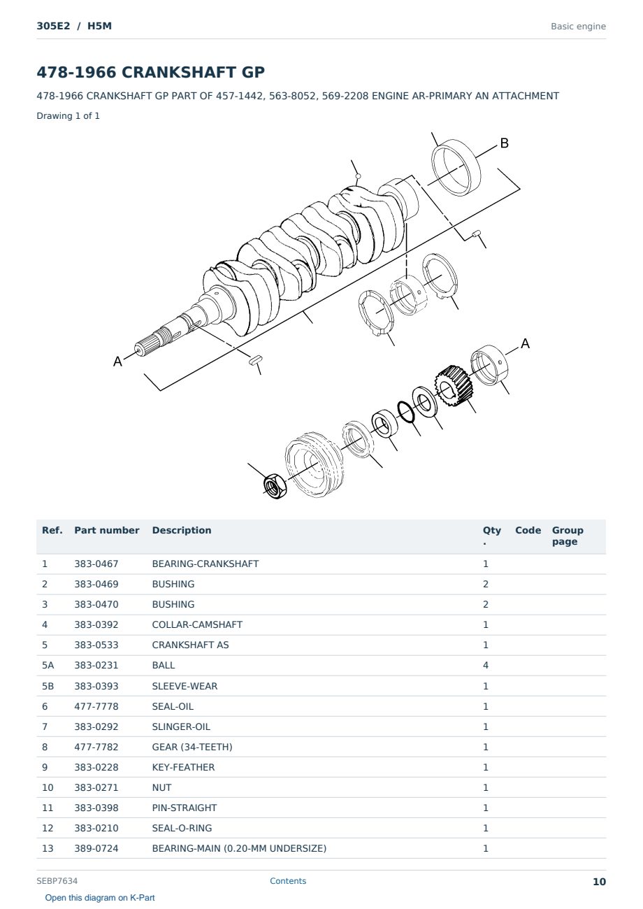 Caterpillar 305E2 S/N H5M Partsbook SEBP7634 (English) - sample page 10 of 10 Caterpillar 305E2 S/N H5M Partsbook SEBP7634 (English) - sample page 10 of 10