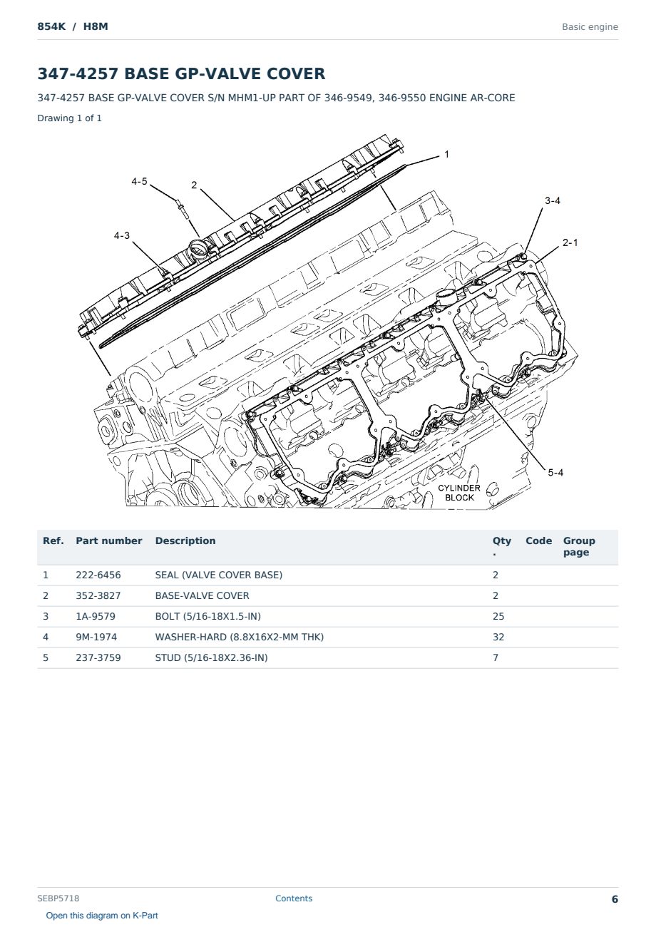Caterpillar 854K S/N H8M Partsbook SEBP5718 (English) - sample page 6 of 10 Caterpillar 854K S/N H8M Partsbook SEBP5718 (English) - sample page 6 of 10