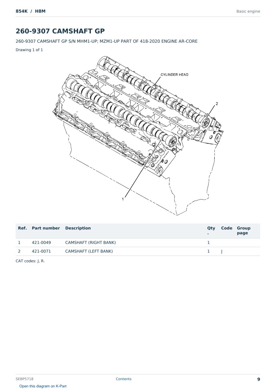 Caterpillar 854K S/N H8M Partsbook SEBP5718 (English) - sample page 9 of 10 Caterpillar 854K S/N H8M Partsbook SEBP5718 (English) - sample page 9 of 10