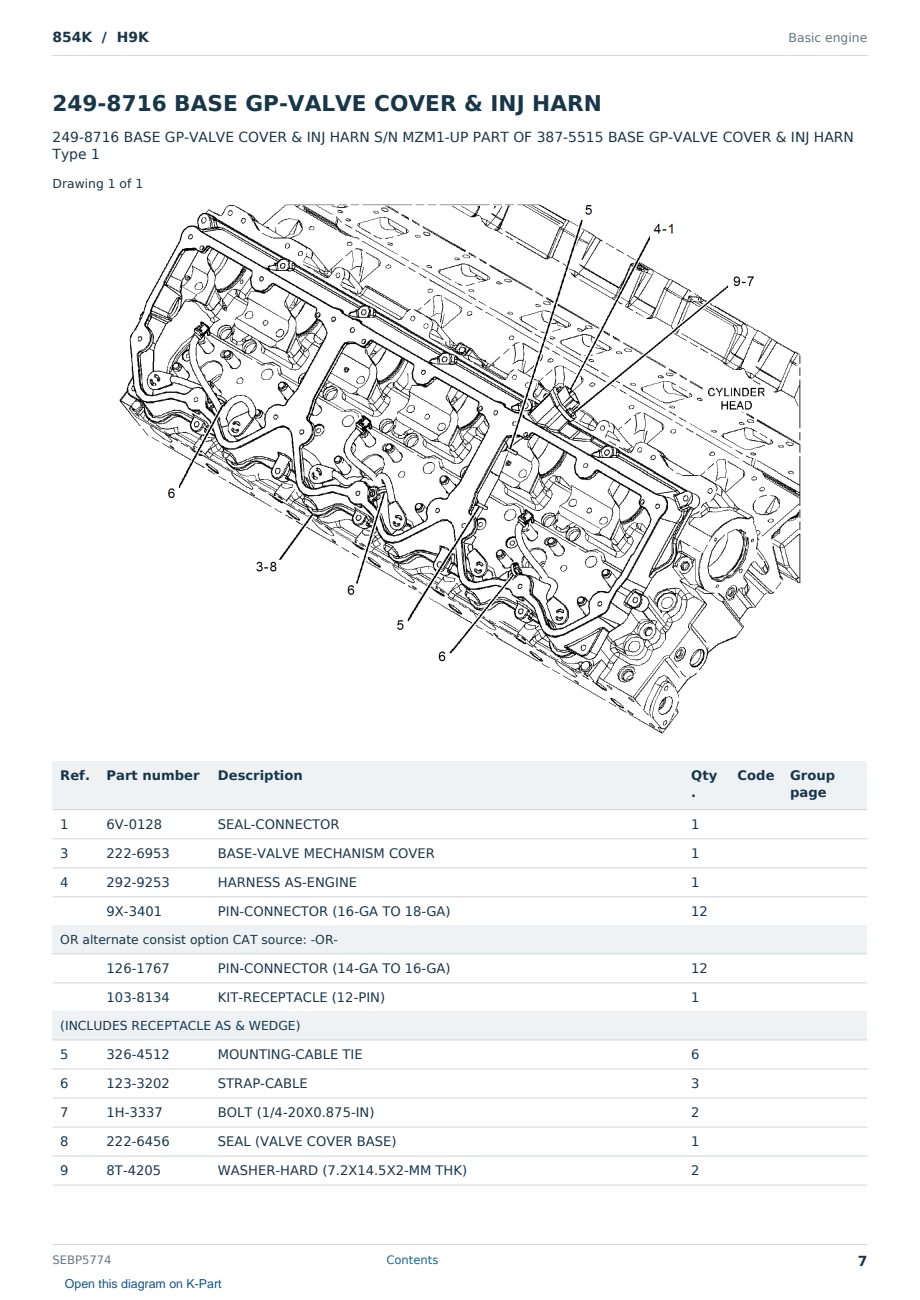 Caterpillar 854K S/N H9K Partsbook SEBP5774 (English) - sample page 7 of 10 Caterpillar 854K S/N H9K Partsbook SEBP5774 (English) - sample page 7 of 10