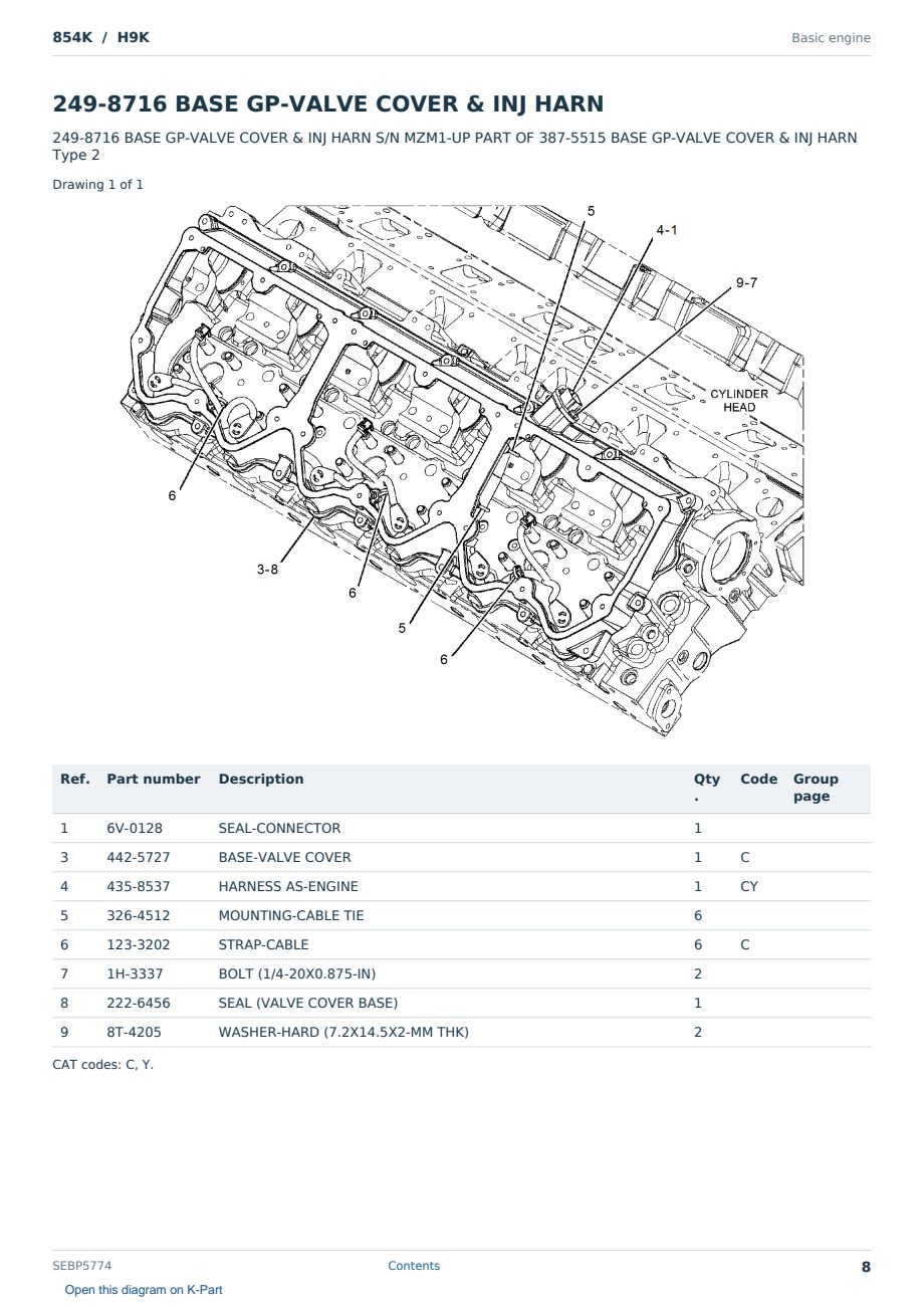 Caterpillar 854K S/N H9K Partsbook SEBP5774 (English) - sample page 8 of 10 Caterpillar 854K S/N H9K Partsbook SEBP5774 (English) - sample page 8 of 10