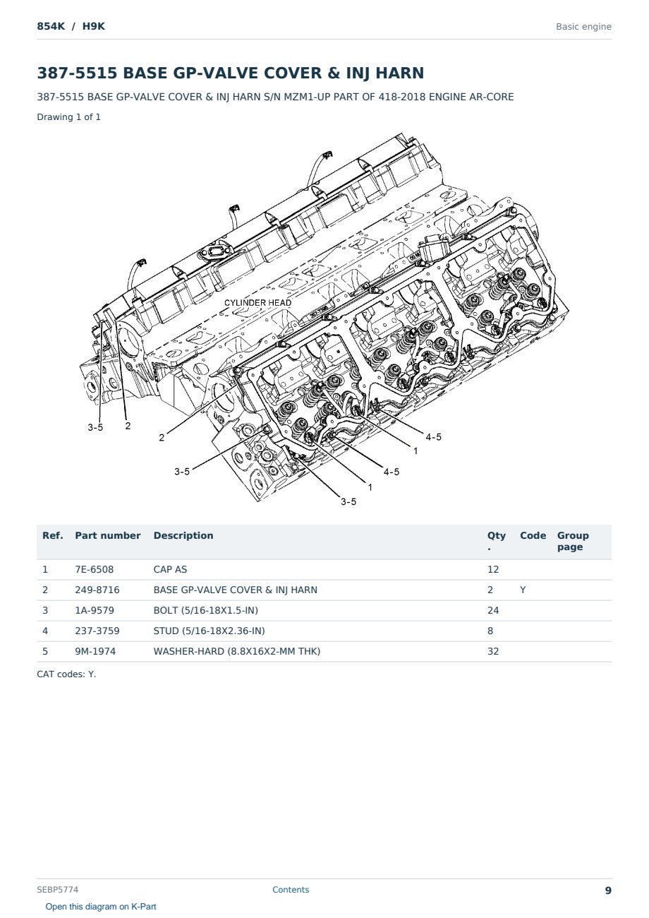 Caterpillar 854K S/N H9K Partsbook SEBP5774 (English) - sample page 9 of 10 Caterpillar 854K S/N H9K Partsbook SEBP5774 (English) - sample page 9 of 10