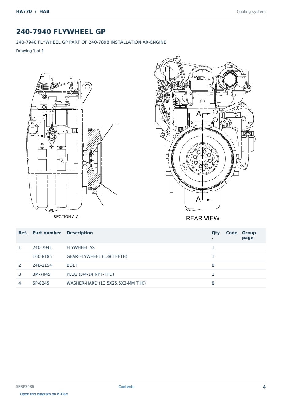 Caterpillar HA770 S/N HAB Partsbook SEBP3986 (English) - sample page 4 of 10 Caterpillar HA770 S/N HAB Partsbook SEBP3986 (English) - sample page 4 of 10