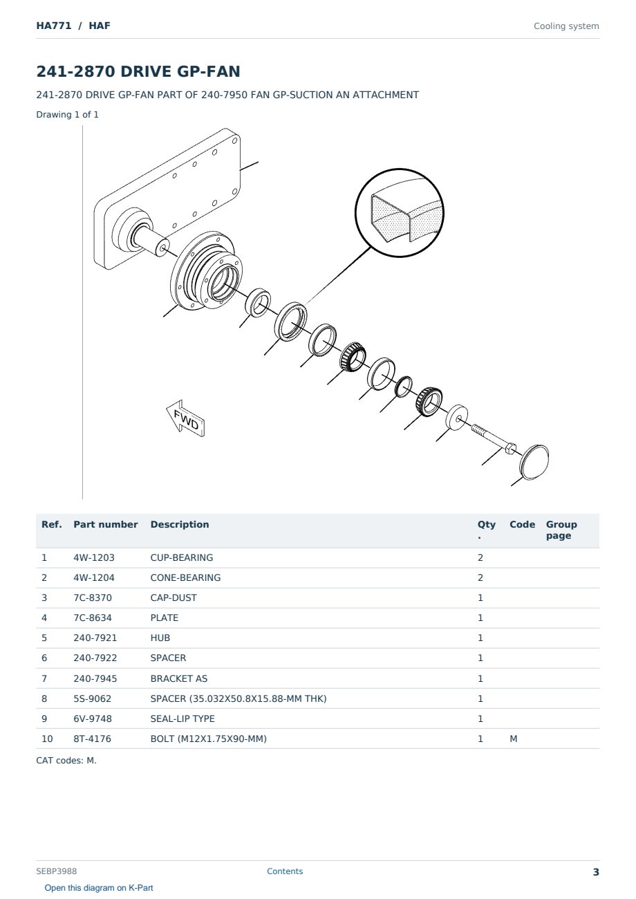 Caterpillar HA771 S/N HAF Partsbook SEBP3988 (English) - sample page 3 of 10 Caterpillar HA771 S/N HAF Partsbook SEBP3988 (English) - sample page 3 of 10