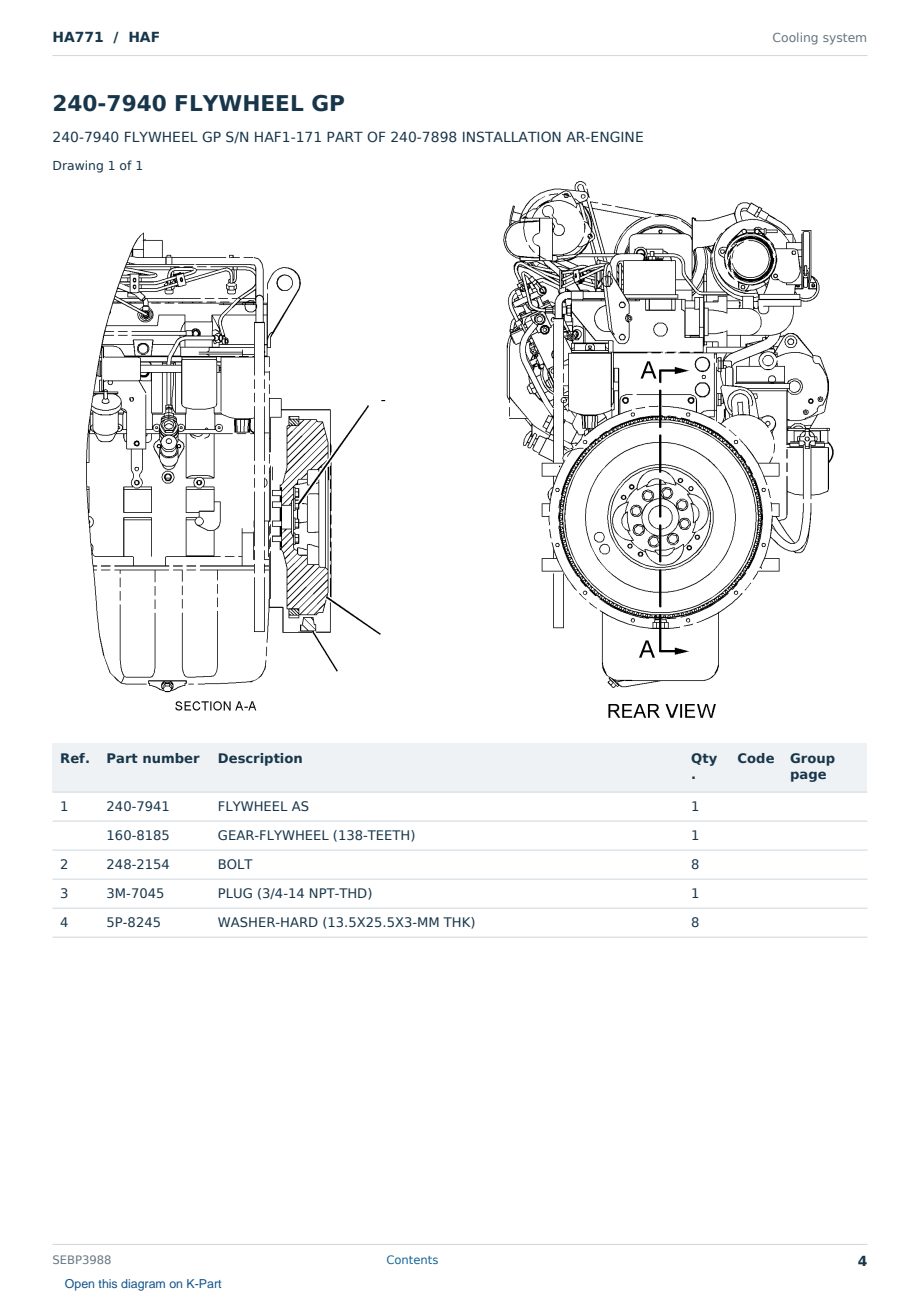 Caterpillar HA771 S/N HAF Partsbook SEBP3988 (English) - sample page 4 of 10 Caterpillar HA771 S/N HAF Partsbook SEBP3988 (English) - sample page 4 of 10