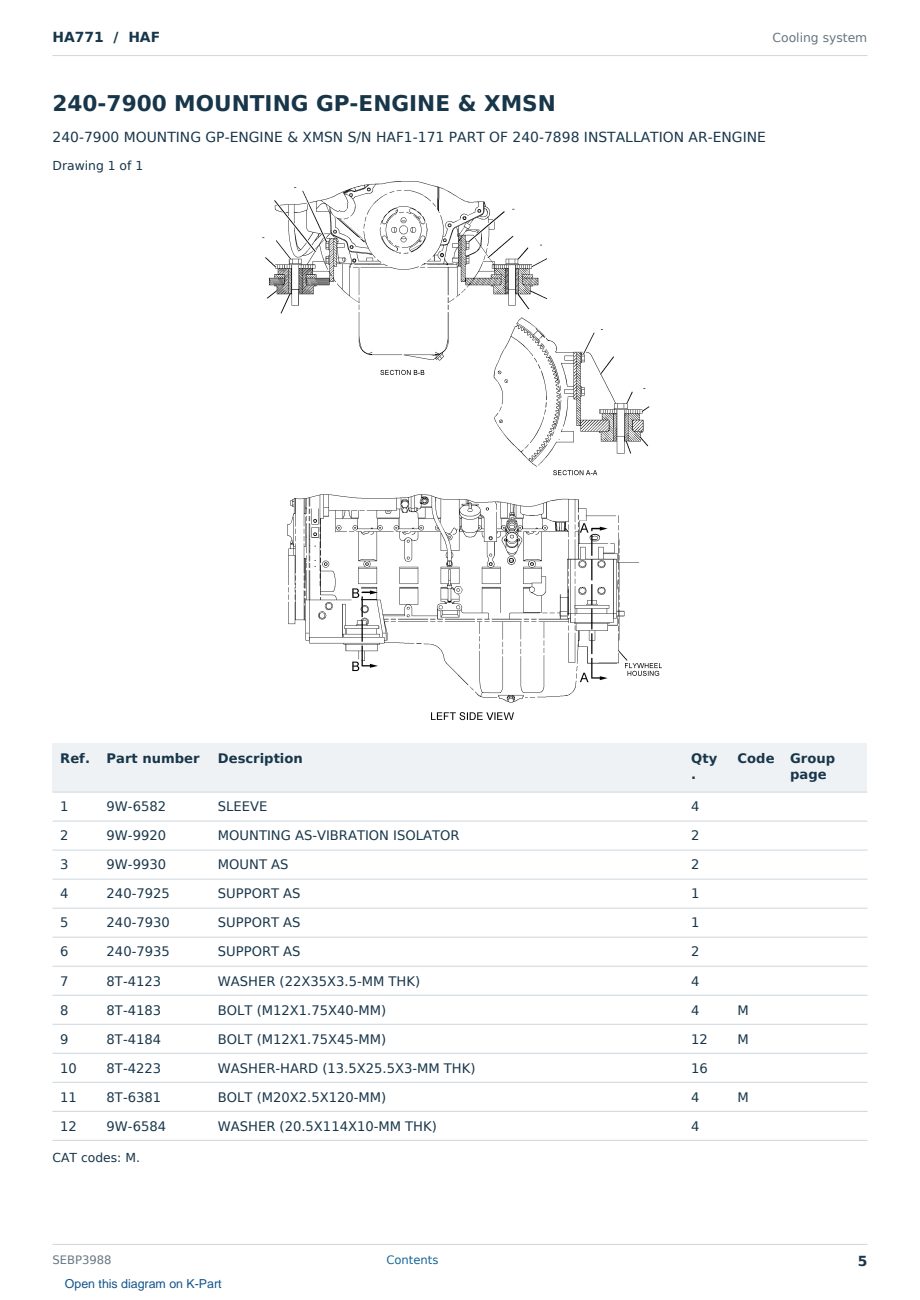 Caterpillar HA771 S/N HAF Partsbook SEBP3988 (English) - sample page 5 of 10 Caterpillar HA771 S/N HAF Partsbook SEBP3988 (English) - sample page 5 of 10