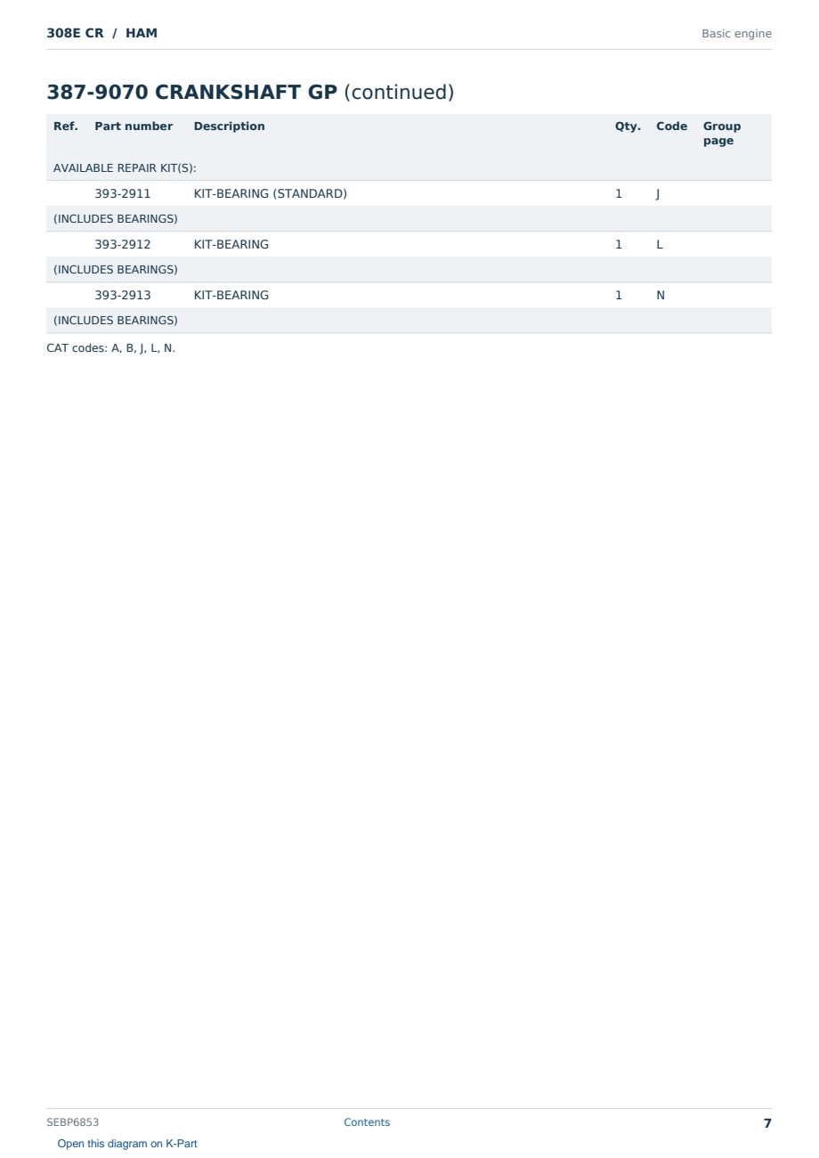Caterpillar 308E CR S/N HAM Partsbook SEBP6853 (English) - sample page 7 of 10 Caterpillar 308E CR S/N HAM Partsbook SEBP6853 (English) - sample page 7 of 10