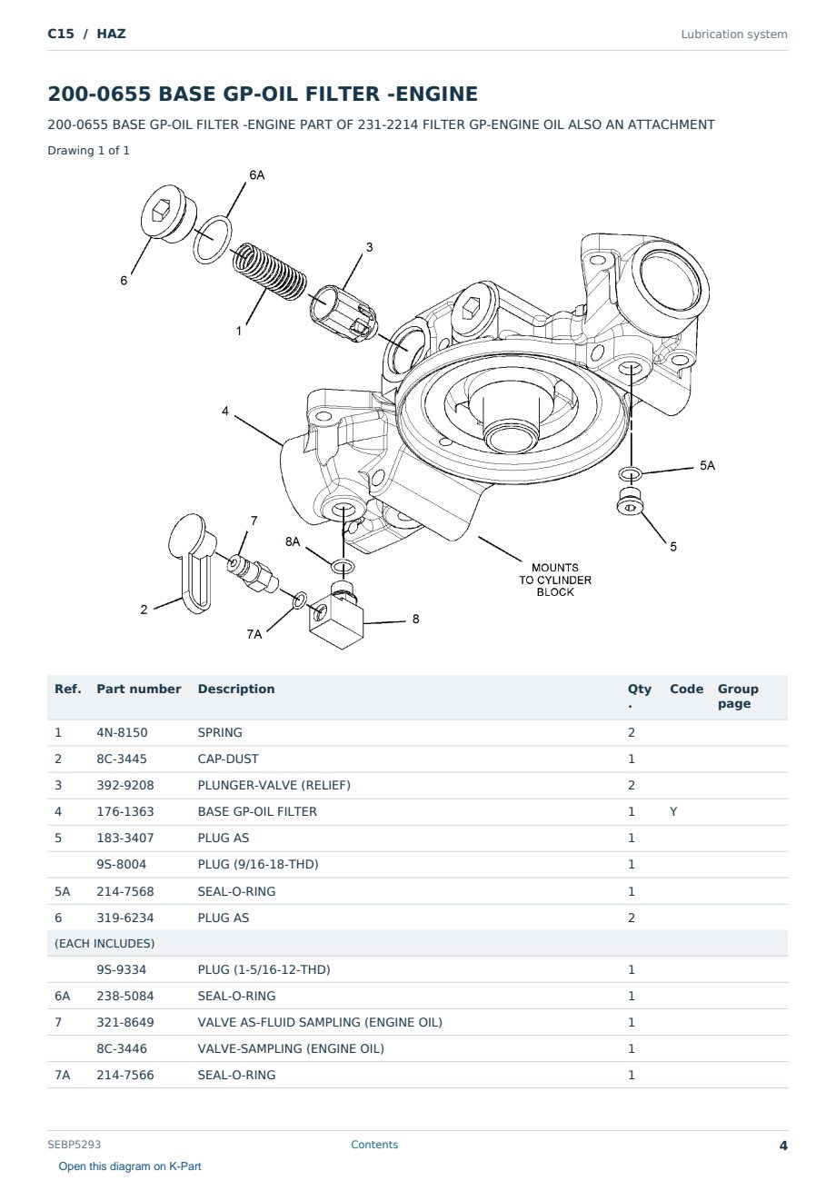 Caterpillar C15 S/N HAZ Partsbook SEBP5293 (English) - sample page 4 of 10 Caterpillar C15 S/N HAZ Partsbook SEBP5293 (English) - sample page 4 of 10