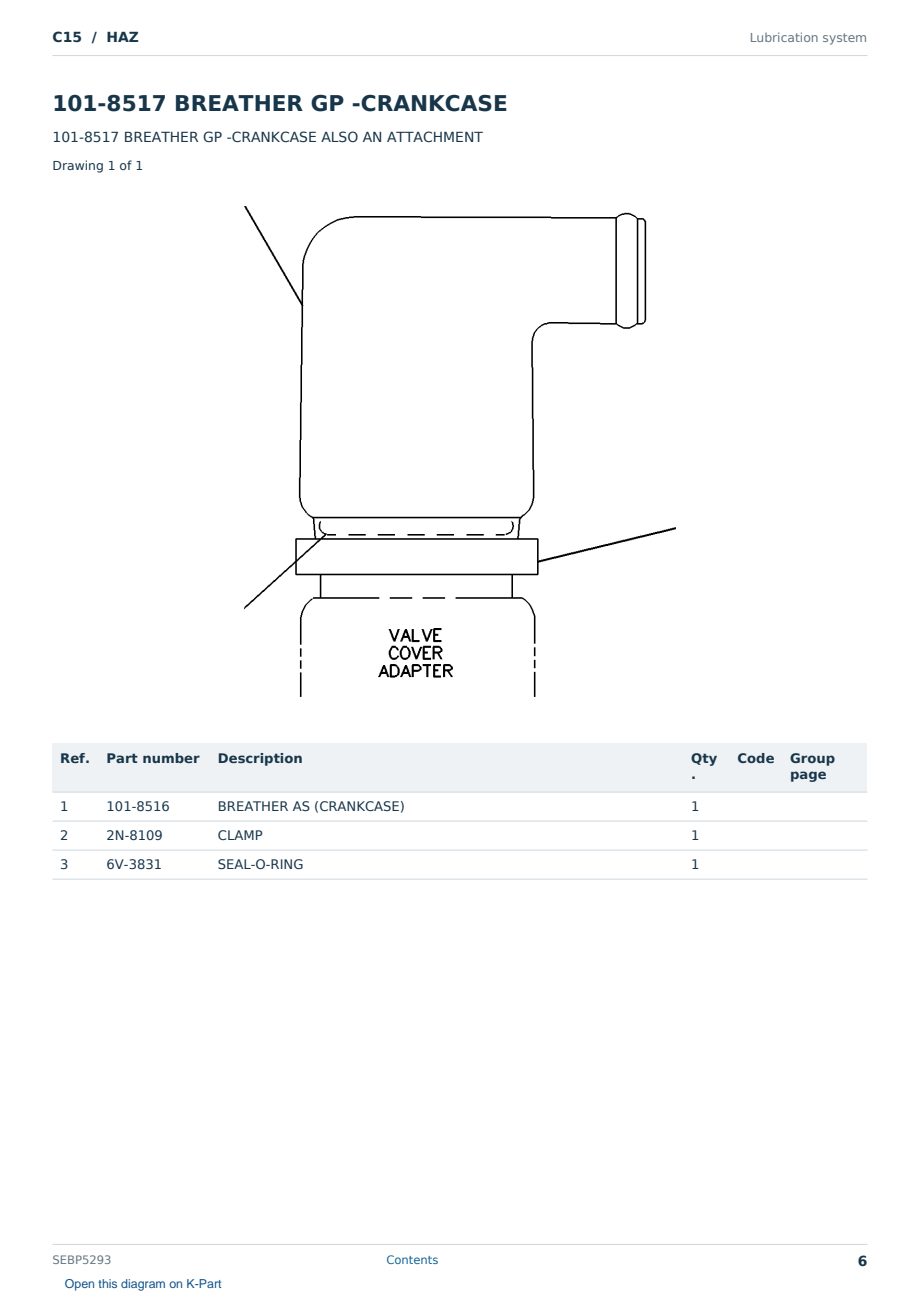 Caterpillar C15 S/N HAZ Partsbook SEBP5293 (English) - sample page 6 of 10 Caterpillar C15 S/N HAZ Partsbook SEBP5293 (English) - sample page 6 of 10