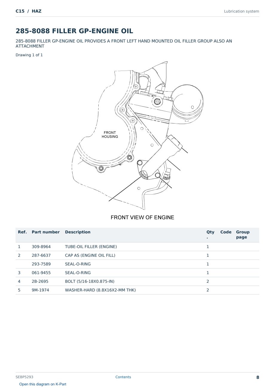 Caterpillar C15 S/N HAZ Partsbook SEBP5293 (English) - sample page 8 of 10 Caterpillar C15 S/N HAZ Partsbook SEBP5293 (English) - sample page 8 of 10