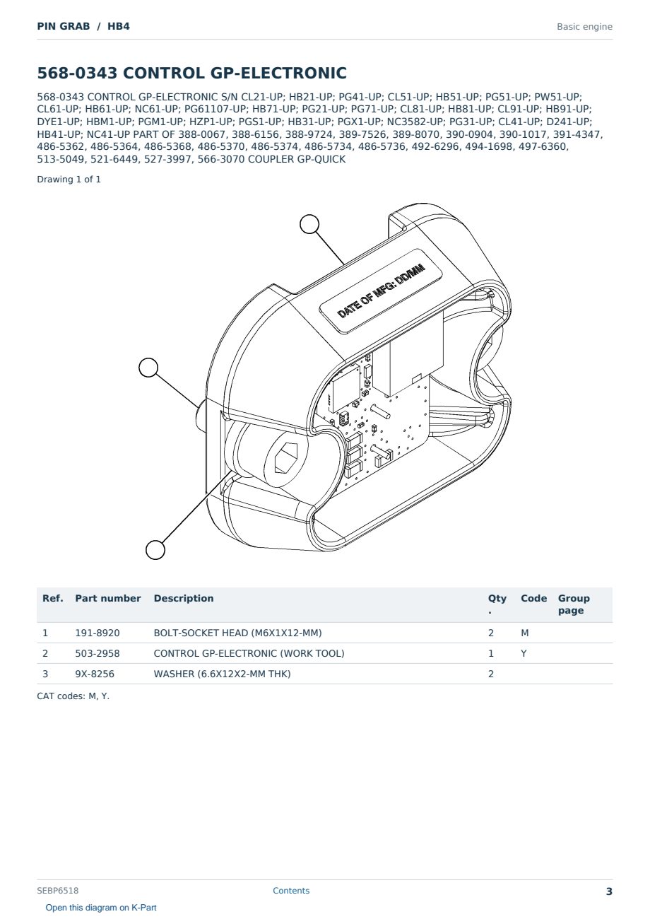 Caterpillar PIN GRAB S/N HB4 Partsbook SEBP6518 (English) - sample page 3 of 10 Caterpillar PIN GRAB S/N HB4 Partsbook SEBP6518 (English) - sample page 3 of 10