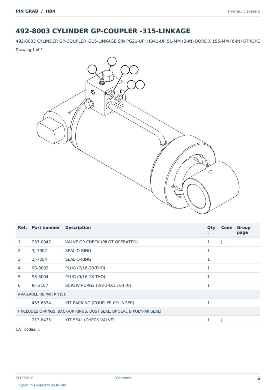 Caterpillar PIN GRAB S/N HB4 Partsbook SEBP6518 (English) - sample page 5 of 10 Caterpillar PIN GRAB S/N HB4 Partsbook SEBP6518 (English) - sample page 5 of 10