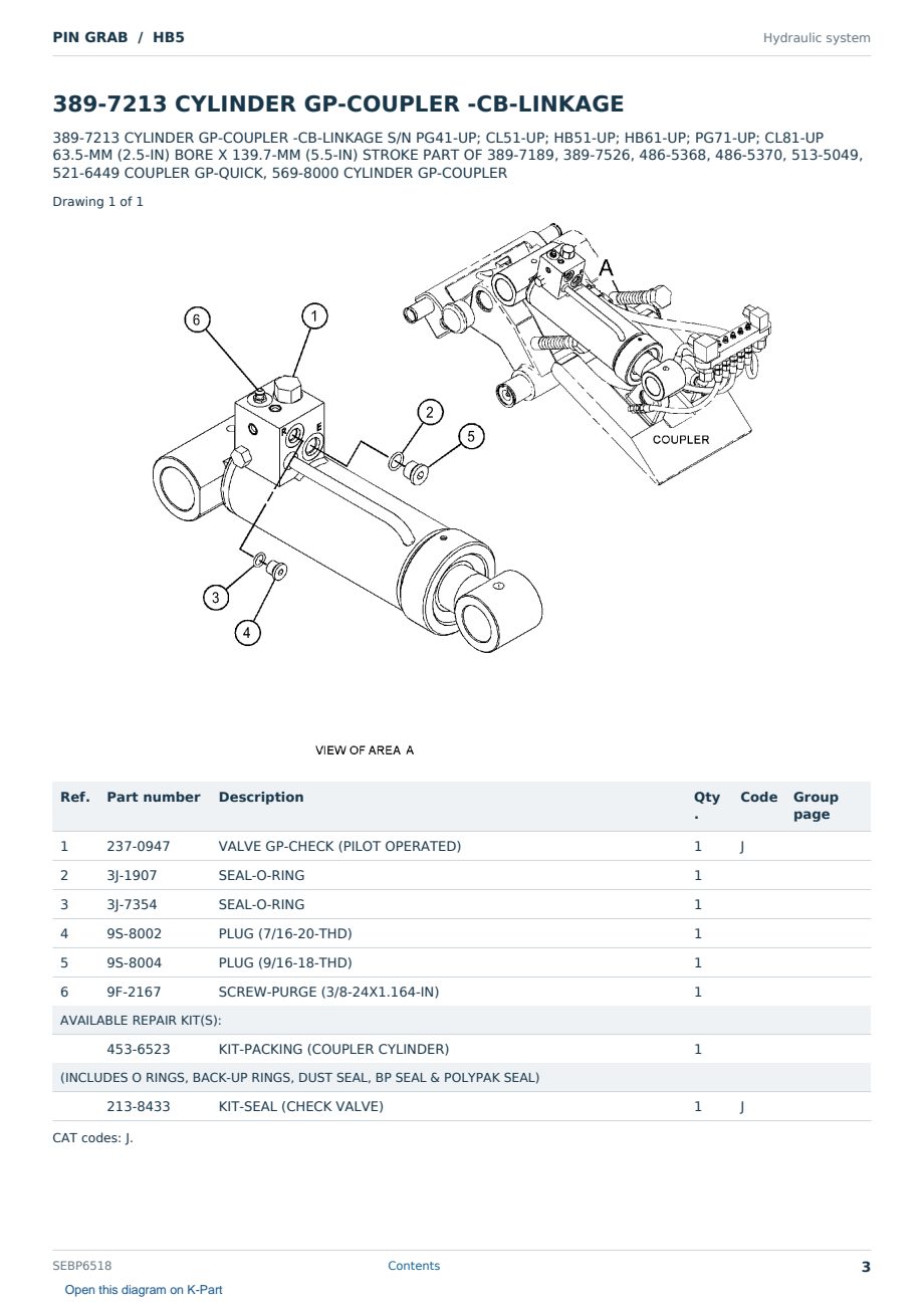Caterpillar PIN GRAB S/N HB5 Partsbook SEBP6518 (English) - sample page 3 of 10 Caterpillar PIN GRAB S/N HB5 Partsbook SEBP6518 (English) - sample page 3 of 10