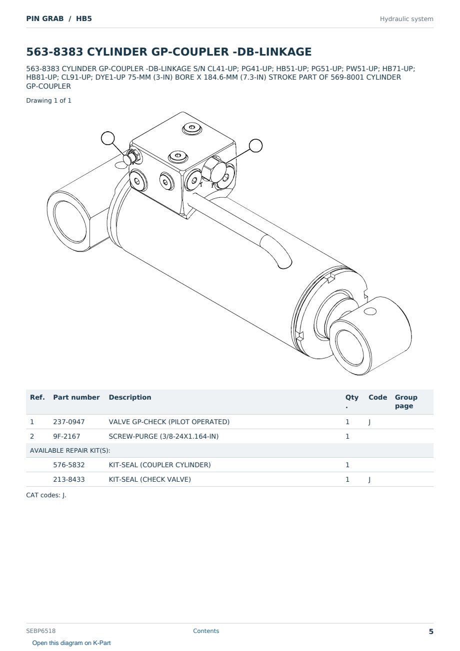 Caterpillar PIN GRAB S/N HB5 Partsbook SEBP6518 (English) - sample page 5 of 10 Caterpillar PIN GRAB S/N HB5 Partsbook SEBP6518 (English) - sample page 5 of 10