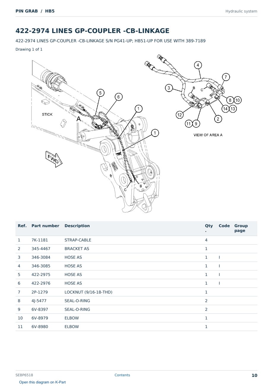 Caterpillar PIN GRAB S/N HB5 Partsbook SEBP6518 (English) - sample page 10 of 10 Caterpillar PIN GRAB S/N HB5 Partsbook SEBP6518 (English) - sample page 10 of 10
