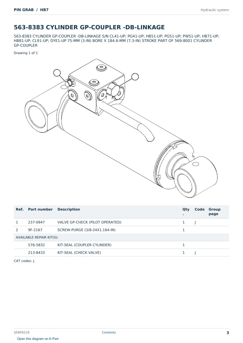 Caterpillar PIN GRAB S/N HB7 Partsbook SEBP6518 (English) - sample page 3 of 10 Caterpillar PIN GRAB S/N HB7 Partsbook SEBP6518 (English) - sample page 3 of 10