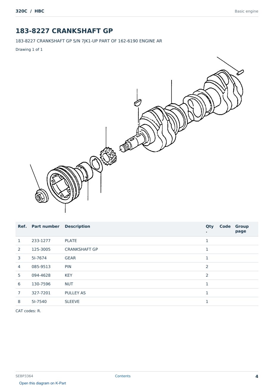 Caterpillar 320C S/N HBC Partsbook SEBP3364 (English) - sample page 4 of 10 Caterpillar 320C S/N HBC Partsbook SEBP3364 (English) - sample page 4 of 10