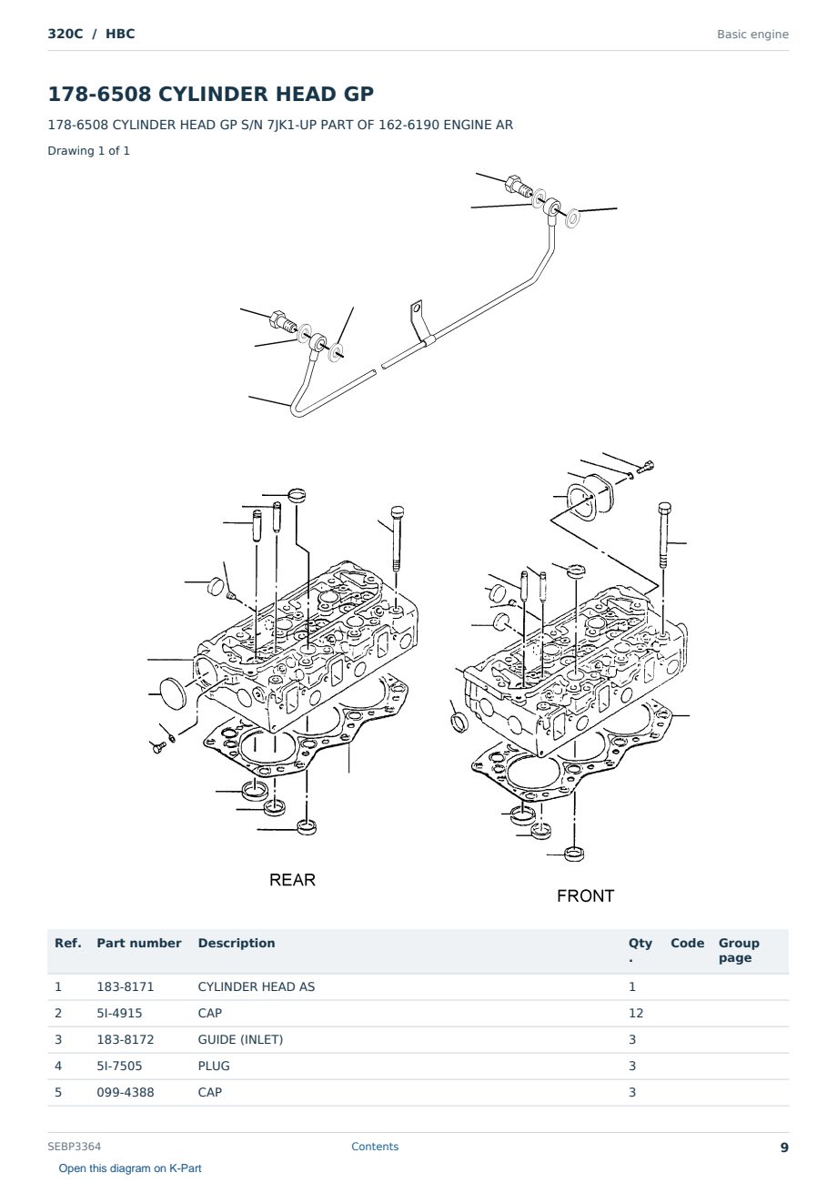 Caterpillar 320C S/N HBC Partsbook SEBP3364 (English) - sample page 9 of 10 Caterpillar 320C S/N HBC Partsbook SEBP3364 (English) - sample page 9 of 10