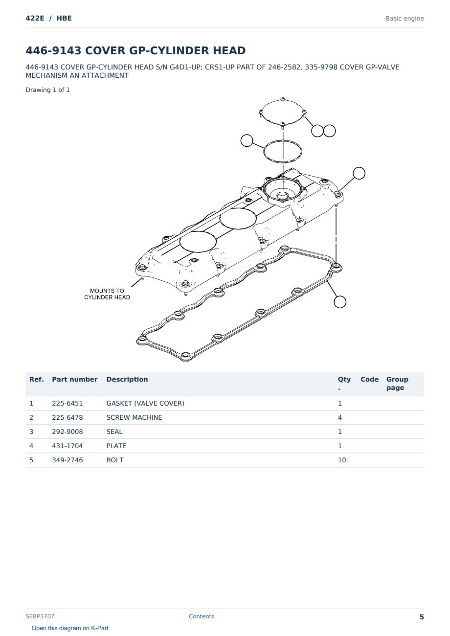 Caterpillar 422E S/N HBE Partsbook SEBP3707 (English) - sample page 5 of 10 Caterpillar 422E S/N HBE Partsbook SEBP3707 (English) - sample page 5 of 10