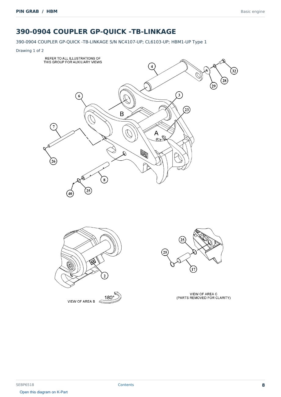 Caterpillar PIN GRAB S/N HBM Partsbook SEBP6518 (English) - sample page 8 of 10 Caterpillar PIN GRAB S/N HBM Partsbook SEBP6518 (English) - sample page 8 of 10