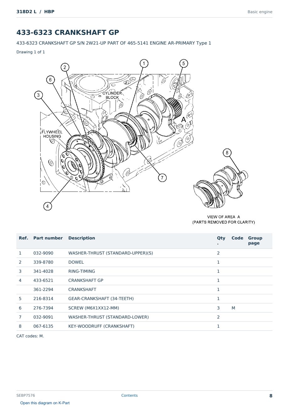 Caterpillar 318D2 L S/N HBP Partsbook SEBP7576 (English) - sample page 8 of 10 Caterpillar 318D2 L S/N HBP Partsbook SEBP7576 (English) - sample page 8 of 10