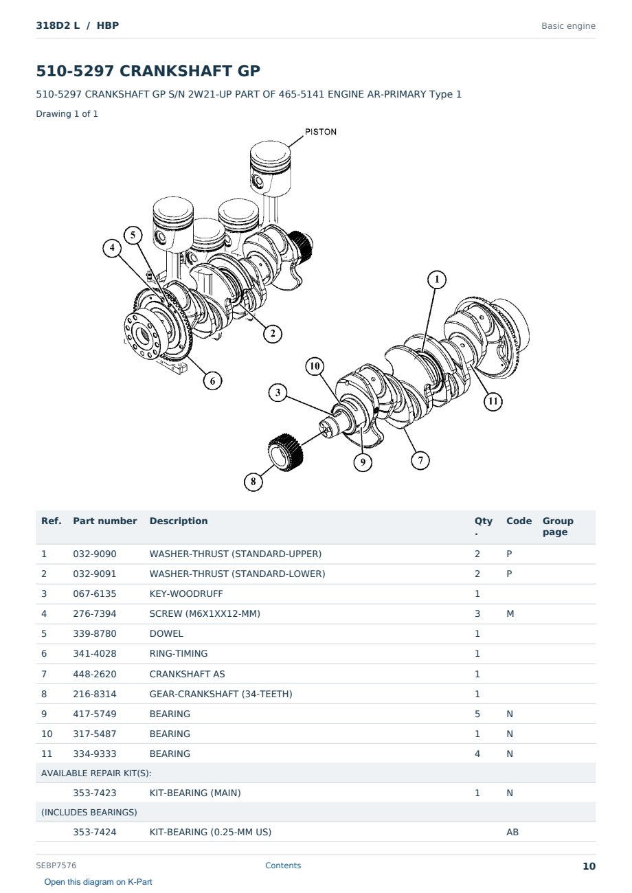 Caterpillar 318D2 L S/N HBP Partsbook SEBP7576 (English) - sample page 10 of 10 Caterpillar 318D2 L S/N HBP Partsbook SEBP7576 (English) - sample page 10 of 10