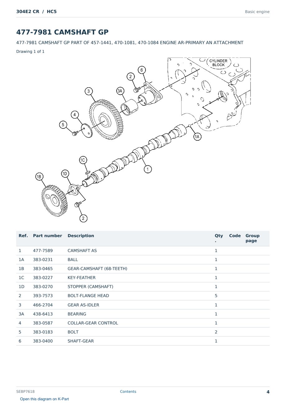 Caterpillar 304E2 CR S/N HC5 Partsbook SEBP7618 (English) - sample page 4 of 10 Caterpillar 304E2 CR S/N HC5 Partsbook SEBP7618 (English) - sample page 4 of 10