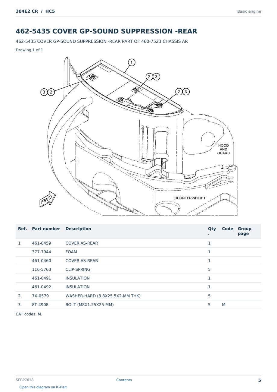 Caterpillar 304E2 CR S/N HC5 Partsbook SEBP7618 (English) - sample page 5 of 10 Caterpillar 304E2 CR S/N HC5 Partsbook SEBP7618 (English) - sample page 5 of 10