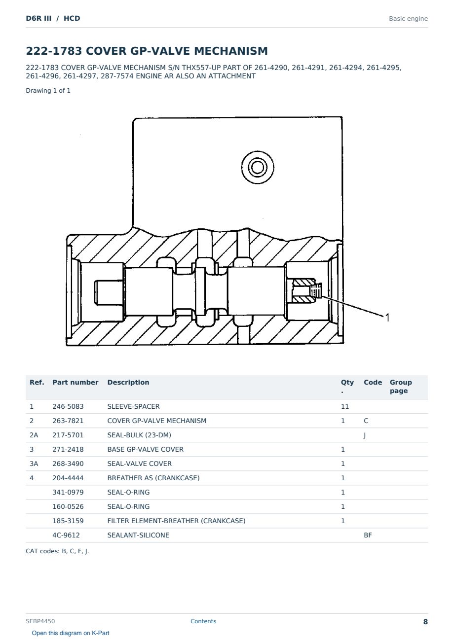 Caterpillar D6R III S/N HCD Partsbook SEBP4450 (English) - sample page 8 of 10 Caterpillar D6R III S/N HCD Partsbook SEBP4450 (English) - sample page 8 of 10