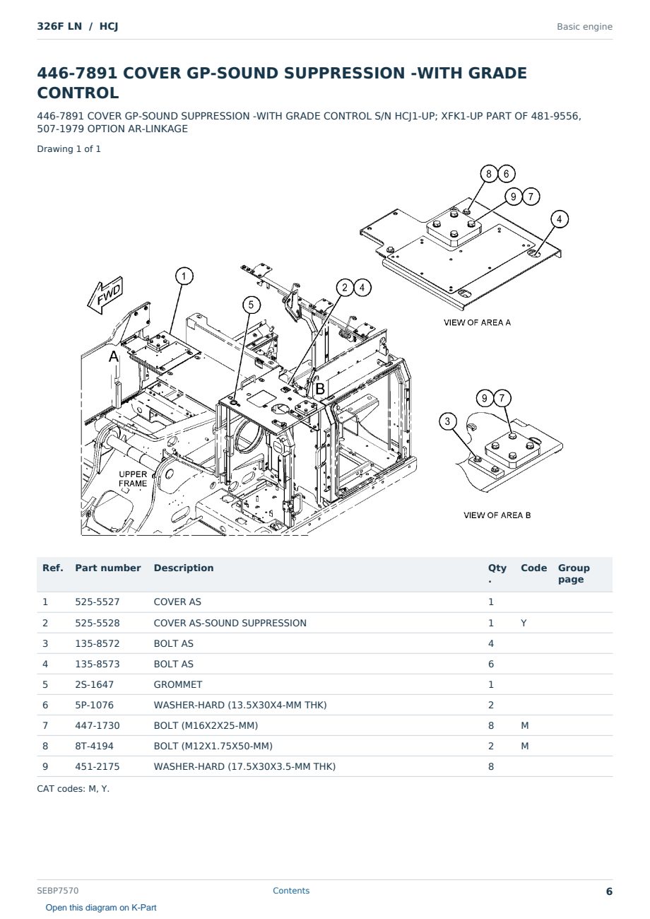 Caterpillar 326F LN S/N HCJ Partsbook SEBP7570 (English) - sample page 6 of 10 Caterpillar 326F LN S/N HCJ Partsbook SEBP7570 (English) - sample page 6 of 10
