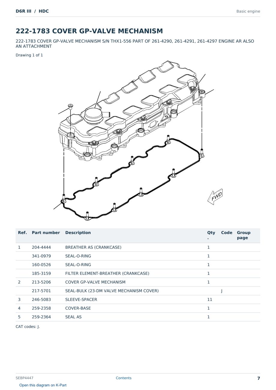 Caterpillar D6R III S/N HDC Partsbook SEBP4447 (English) - sample page 7 of 10 Caterpillar D6R III S/N HDC Partsbook SEBP4447 (English) - sample page 7 of 10