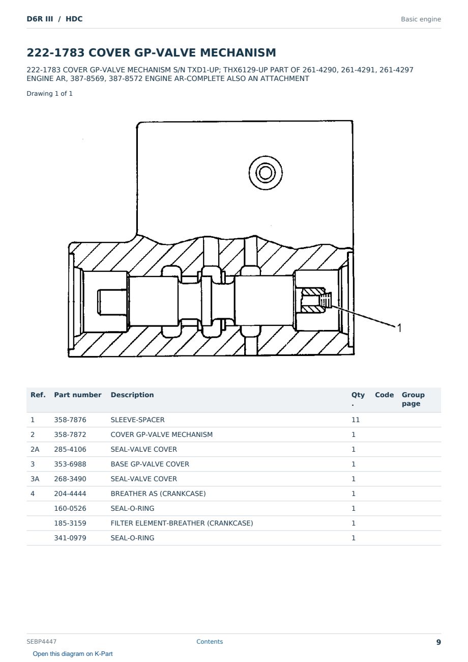 Caterpillar D6R III S/N HDC Partsbook SEBP4447 (English) - sample page 9 of 10 Caterpillar D6R III S/N HDC Partsbook SEBP4447 (English) - sample page 9 of 10