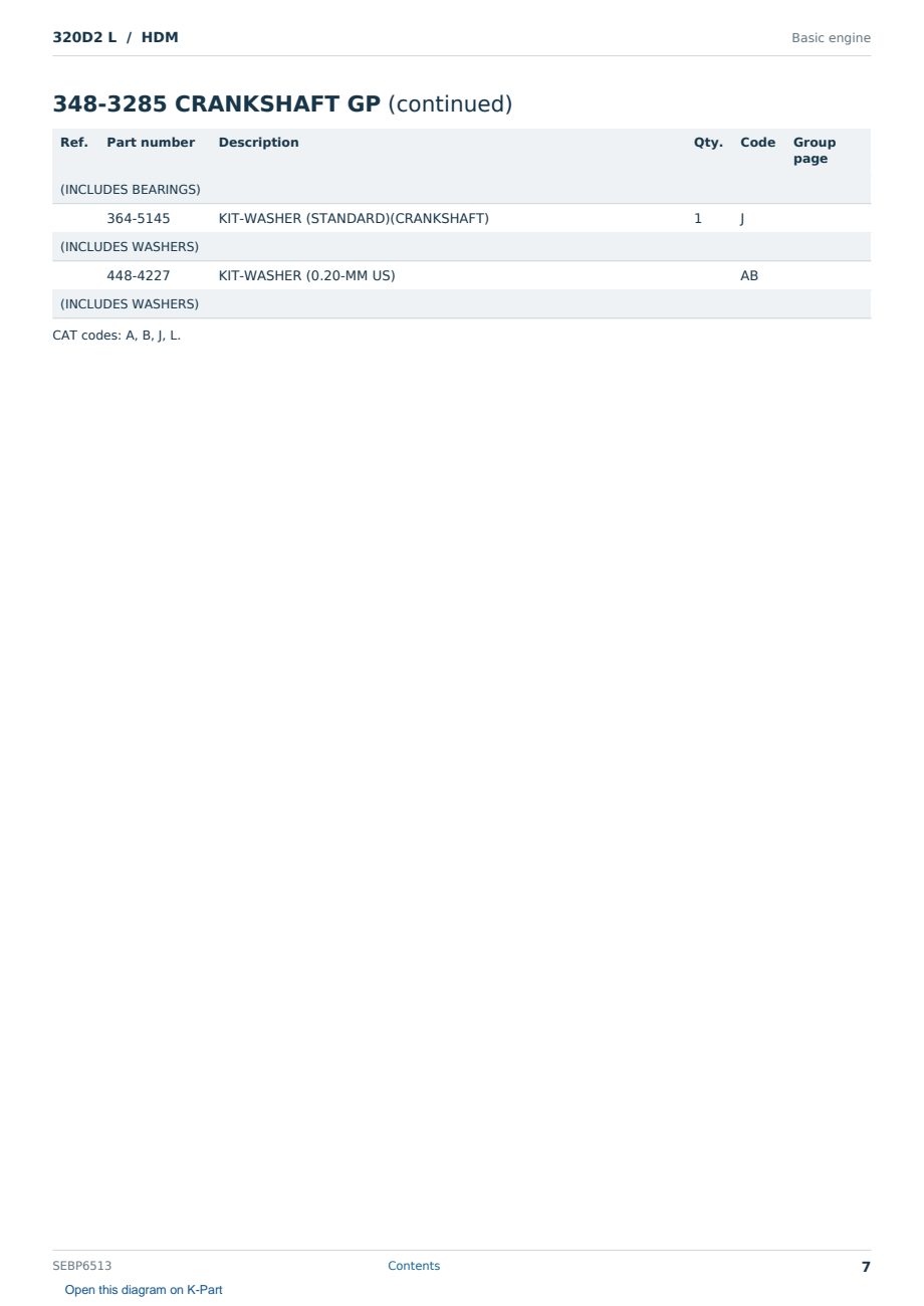 Caterpillar 320D2 L S/N HDM Partsbook SEBP6513 (English) - sample page 7 of 10 Caterpillar 320D2 L S/N HDM Partsbook SEBP6513 (English) - sample page 7 of 10