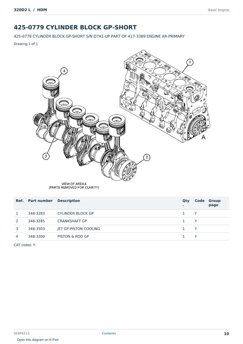 Caterpillar 320D2 L S/N HDM Partsbook SEBP6513 (English) - sample page 10 of 10 Caterpillar 320D2 L S/N HDM Partsbook SEBP6513 (English) - sample page 10 of 10