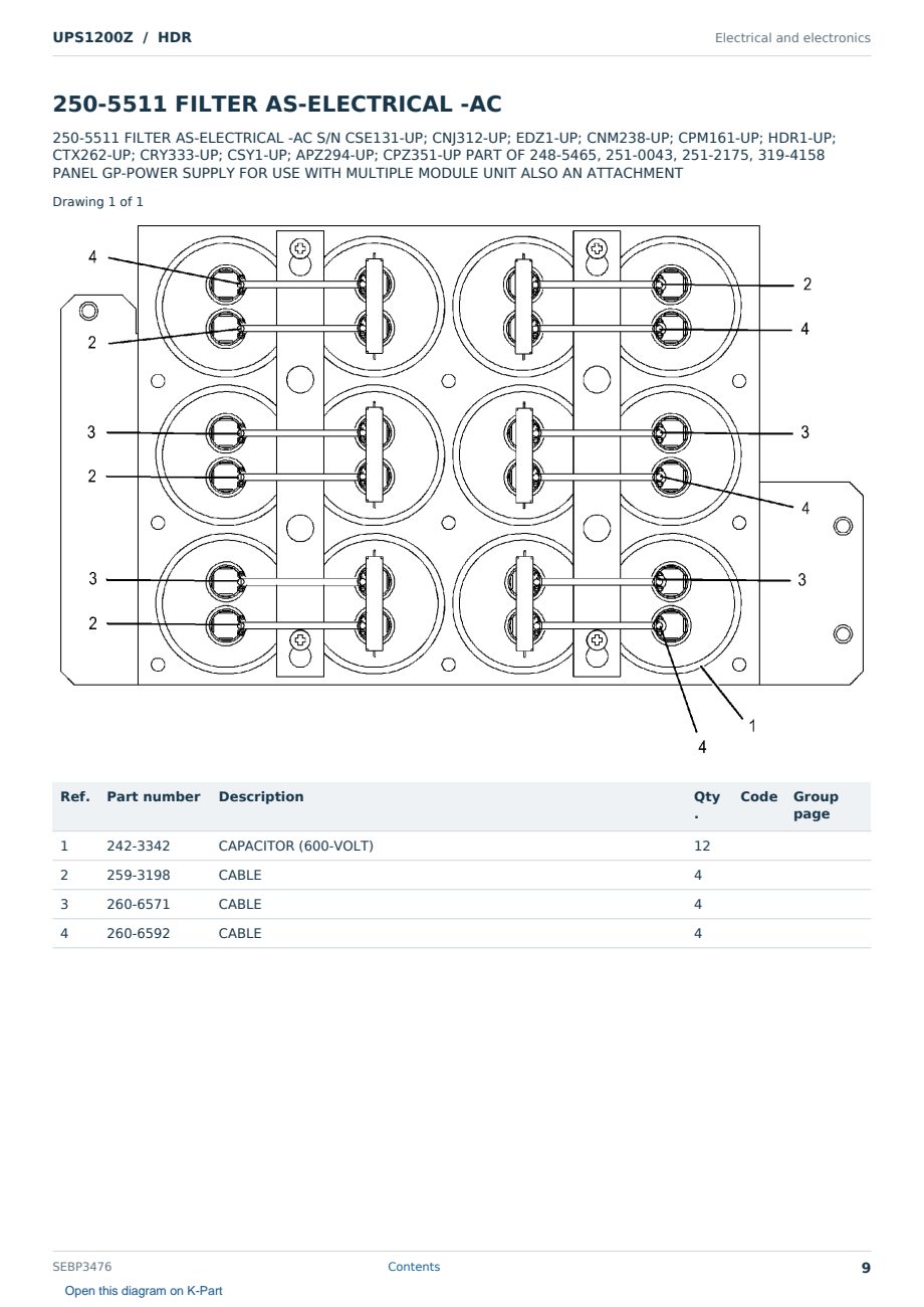 Caterpillar UPS1200Z S/N HDR Partsbook SEBP3476 (English) - sample page 9 of 10 Caterpillar UPS1200Z S/N HDR Partsbook SEBP3476 (English) - sample page 9 of 10