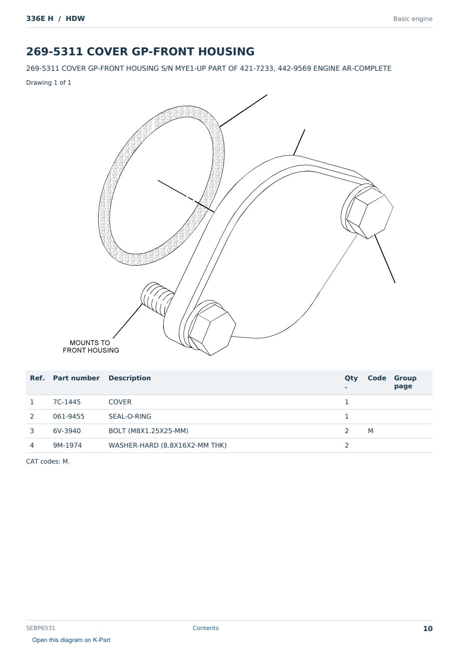 Caterpillar 336E H S/N HDW Partsbook SEBP6531 (English) - sample page 10 of 10 Caterpillar 336E H S/N HDW Partsbook SEBP6531 (English) - sample page 10 of 10