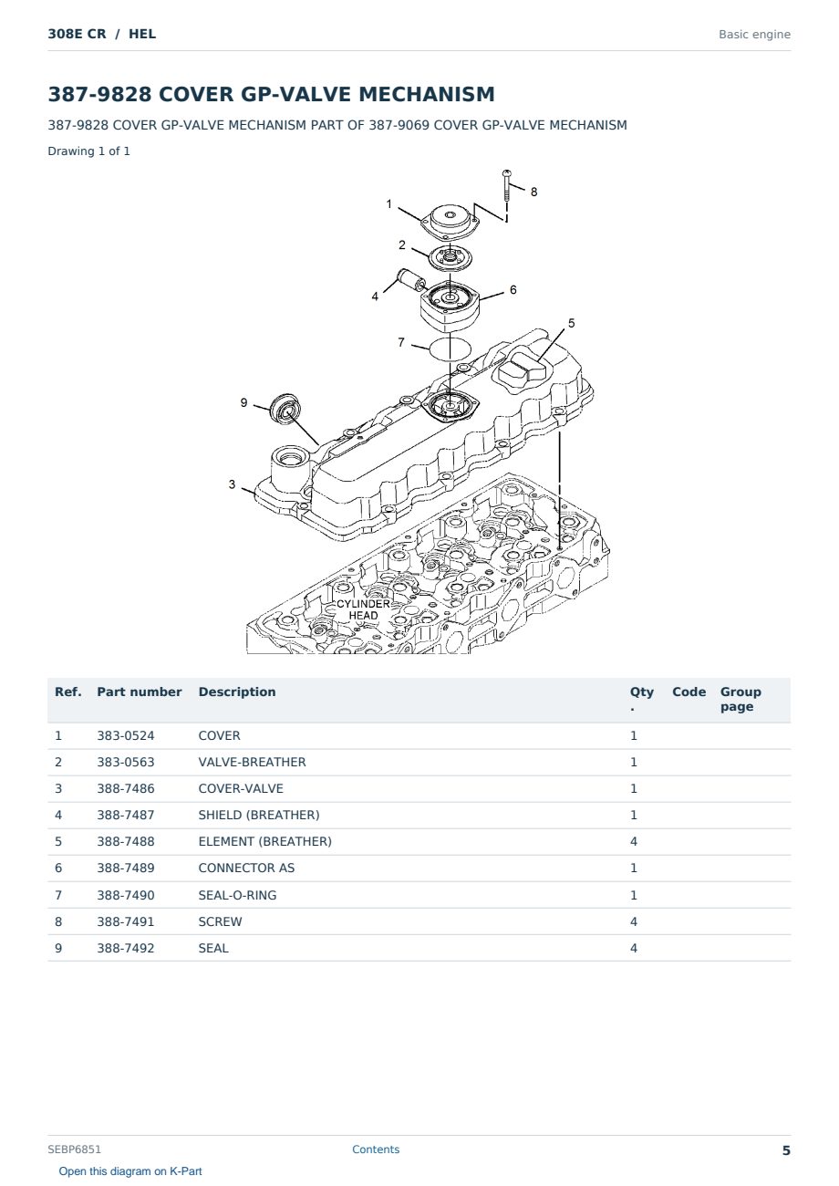 Caterpillar 308E CR S/N HEL Partsbook SEBP6851 (English) - sample page 5 of 10 Caterpillar 308E CR S/N HEL Partsbook SEBP6851 (English) - sample page 5 of 10
