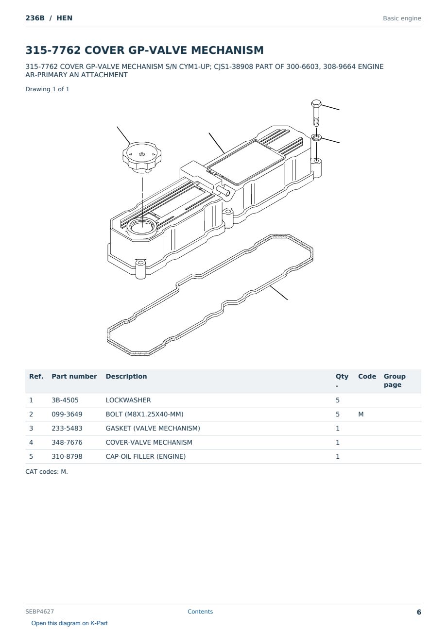 Caterpillar 236B S/N HEN Partsbook SEBP4627 (English) - sample page 6 of 10 Caterpillar 236B S/N HEN Partsbook SEBP4627 (English) - sample page 6 of 10