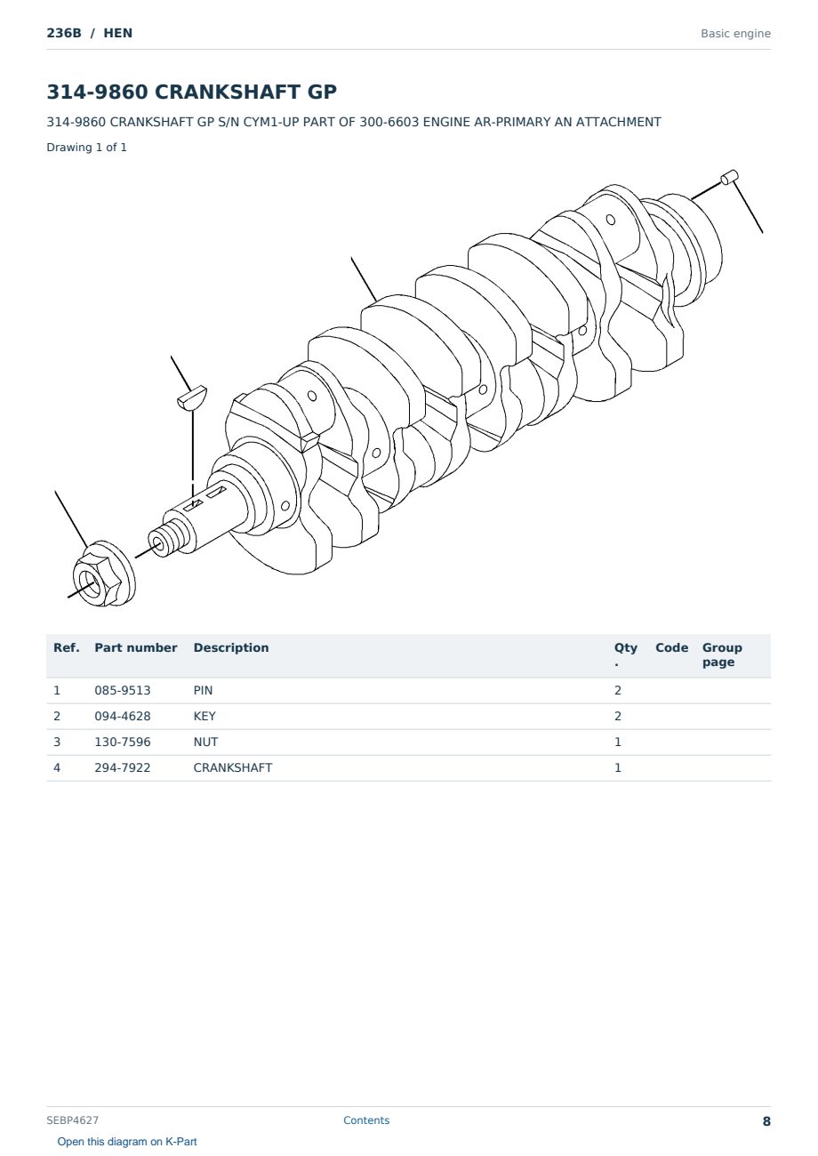 Caterpillar 236B S/N HEN Partsbook SEBP4627 (English) - sample page 8 of 10 Caterpillar 236B S/N HEN Partsbook SEBP4627 (English) - sample page 8 of 10
