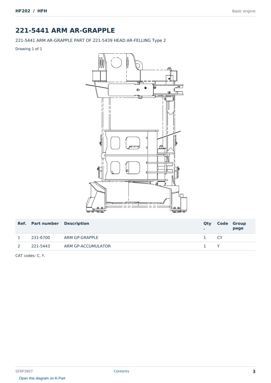 Caterpillar HF202 S/N HFH Partsbook SEBP3807 (English) - sample page 3 of 10 Caterpillar HF202 S/N HFH Partsbook SEBP3807 (English) - sample page 3 of 10